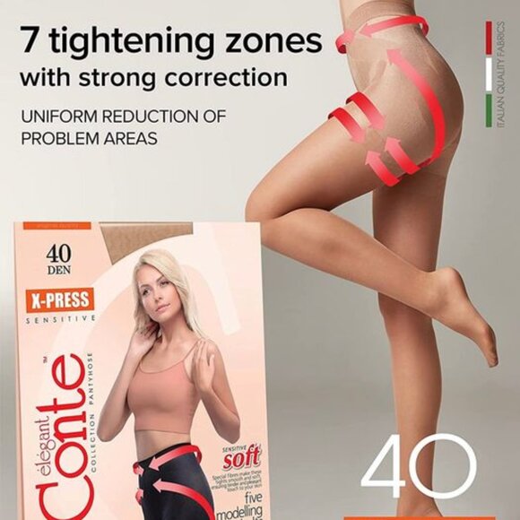 Conte X-Press Soft 40 Den - 5 Modelling Belts Control Top Women's Tights (8С-69С - Picture 3 of 12